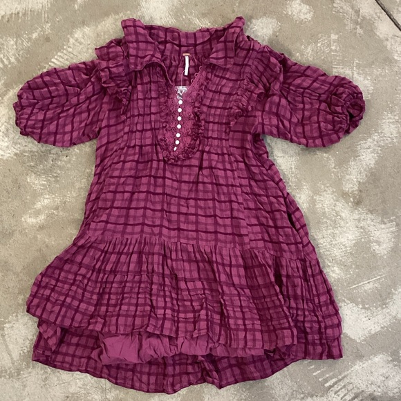 Free People Dresses & Skirts - Free People Plaid Ruffle Dress